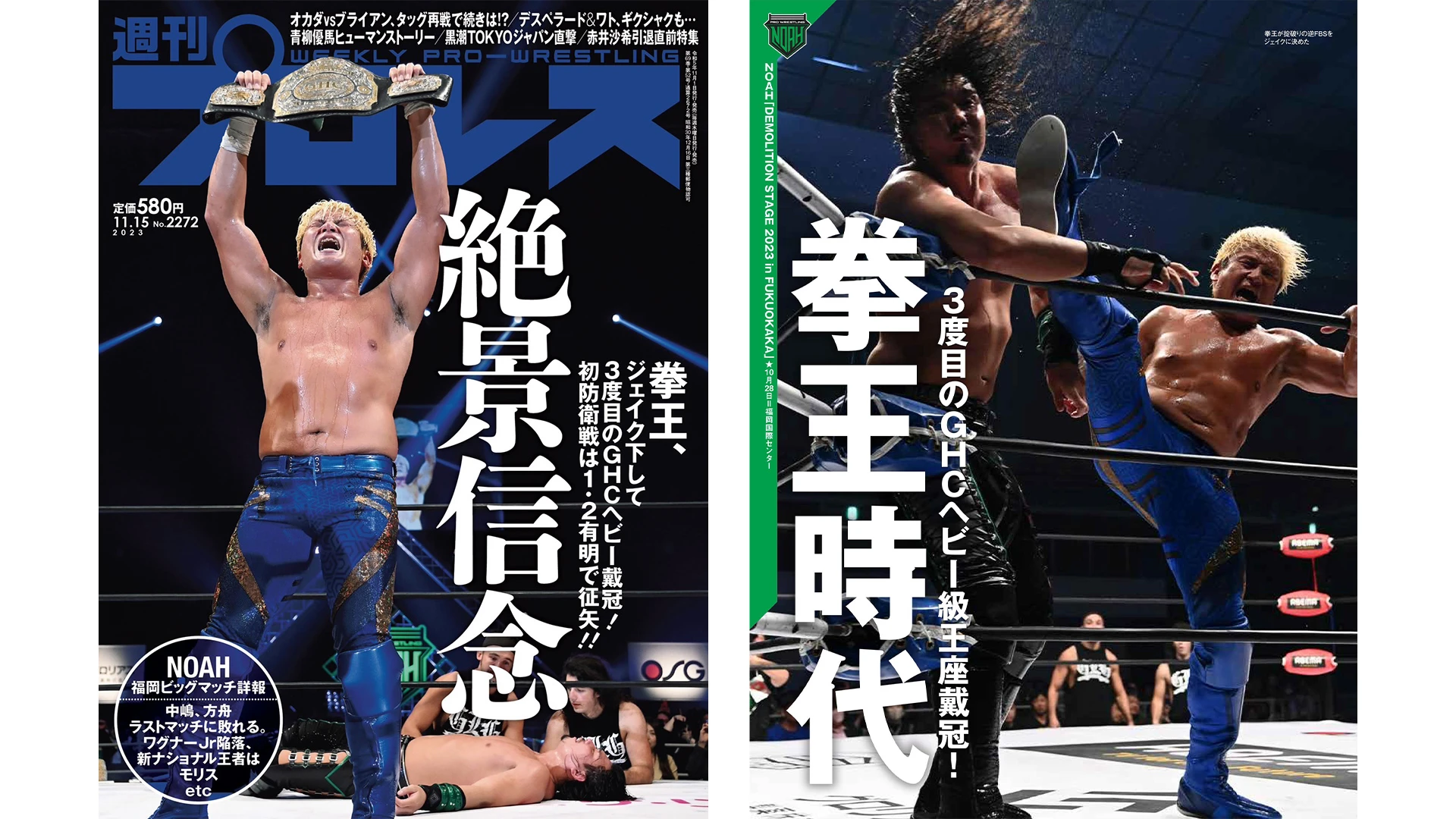 11月１日（水）発売の「週刊プロレス」11月15日号（No.２２７２ 