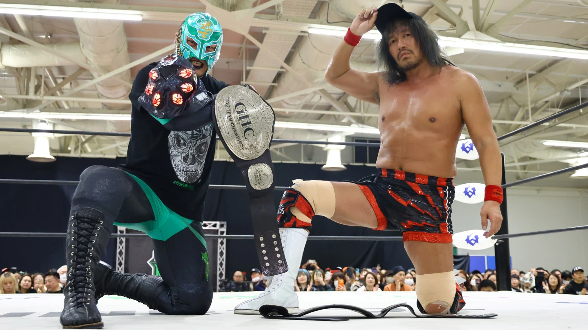 3/20神戸大会 試合後コメント 内藤&BUSHIがGHCタッグV2、OZAWAが政岡と名乗り 初の“LTJ版"デ・ハポン締め