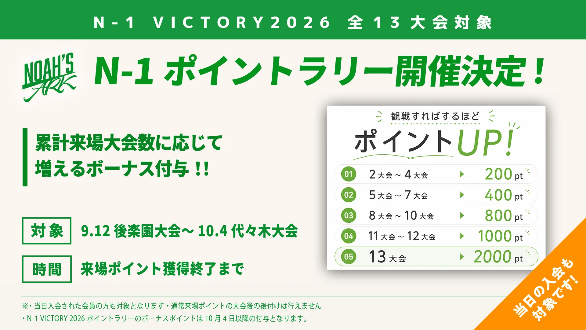【FC情報】N-1 VICTORY 2026 ポイントラリー開催のお知らせ