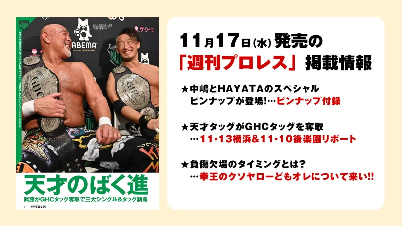 11月17日（水）発売の「週刊プロレス」12月１日号