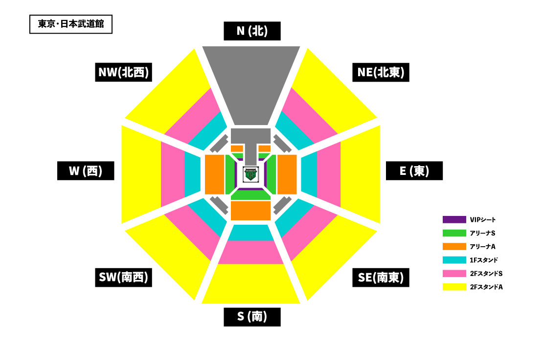 日本武道館大会 座席図面（全体図）