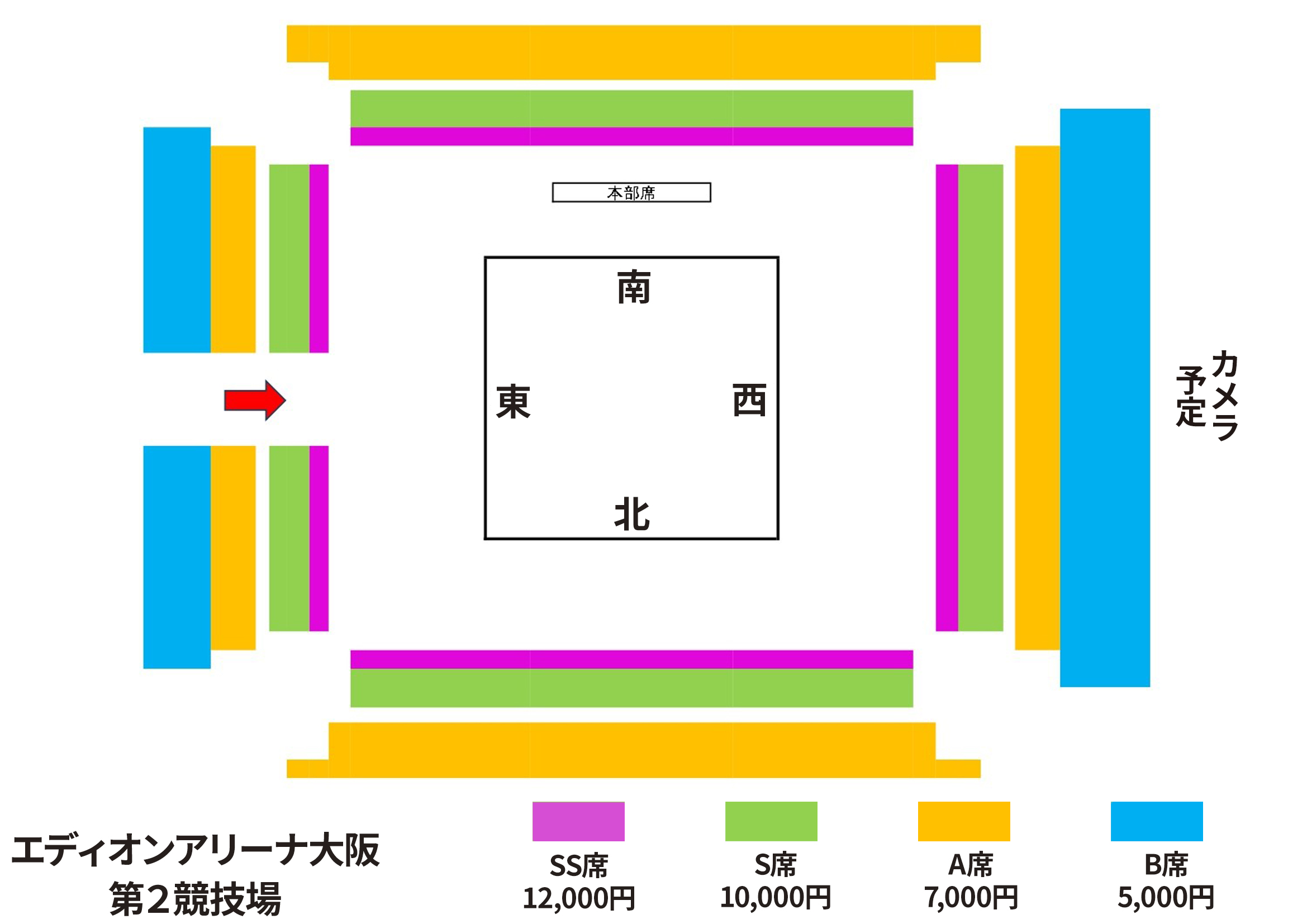 エディオンアリーナ大阪第２競技場大会　座席図面