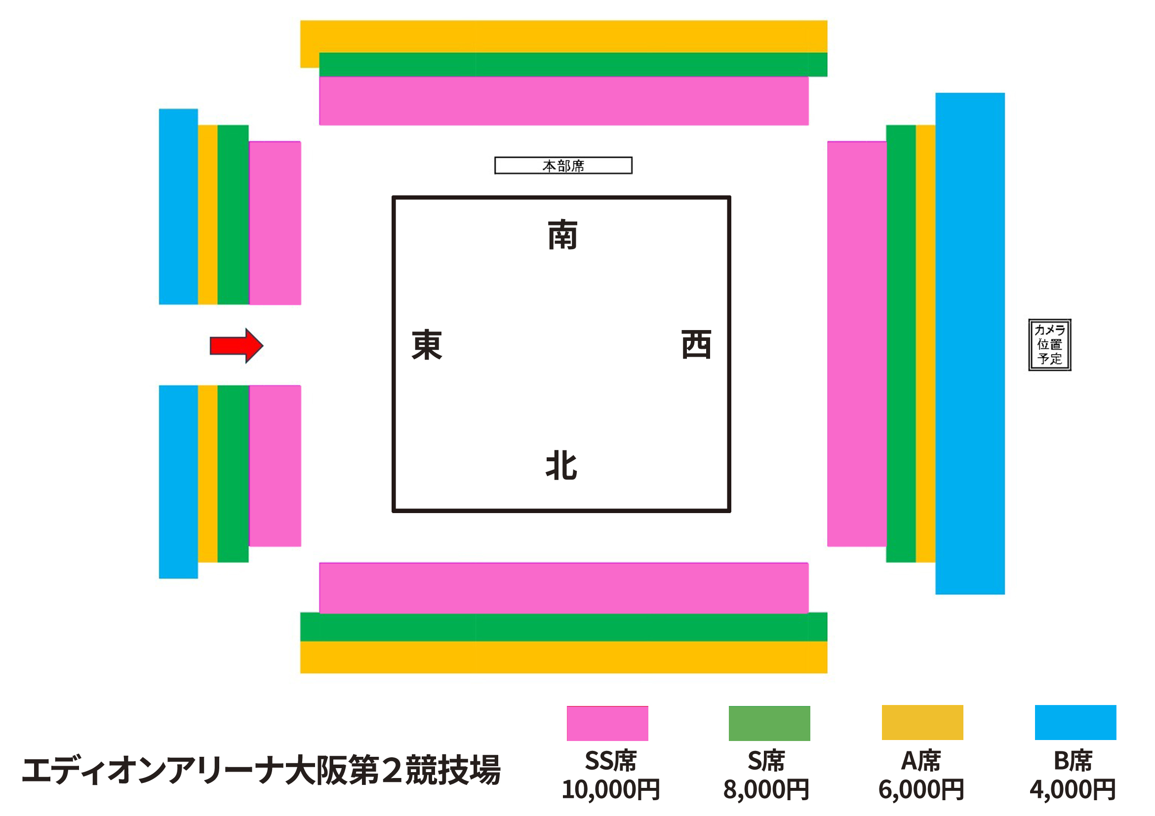 エディオンアリーナ大阪第2競技場大会　座席図面